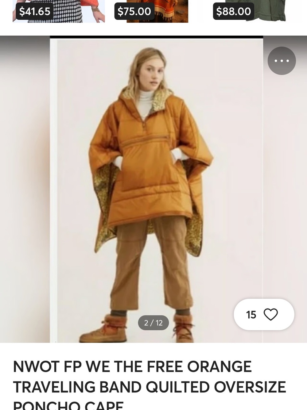 Oversized Quilted Poncho Cape in Orange